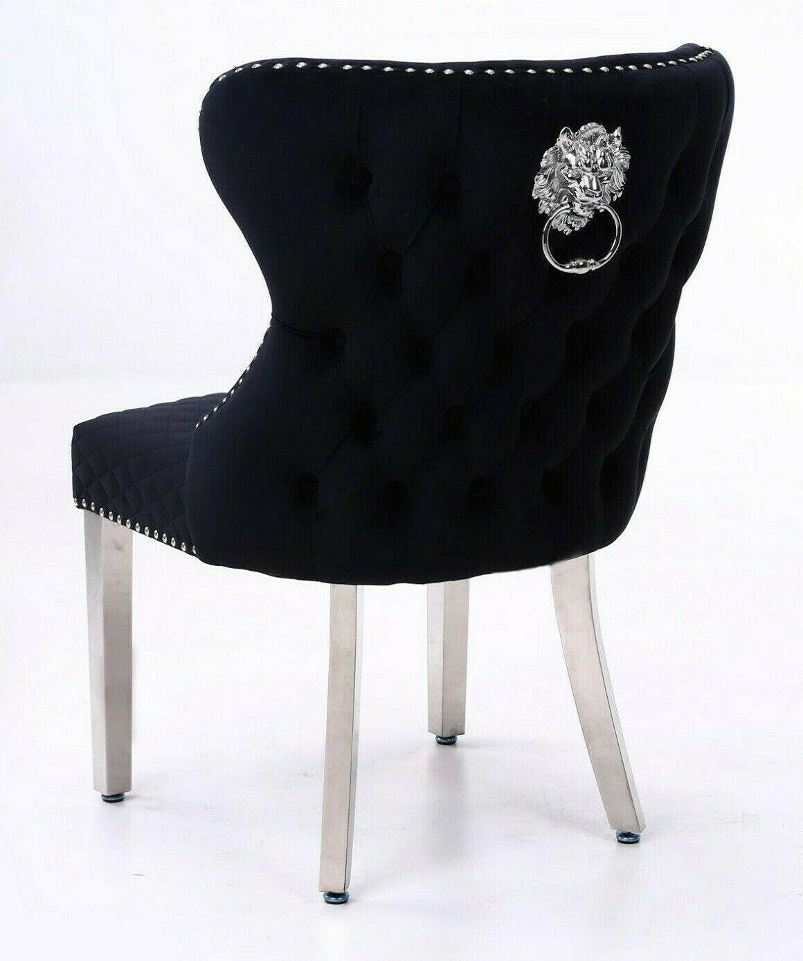 Louis 200cm Grey Marble Dining Table + Valentino Lion Knocker Velvet Chairs-Esme Furnishings