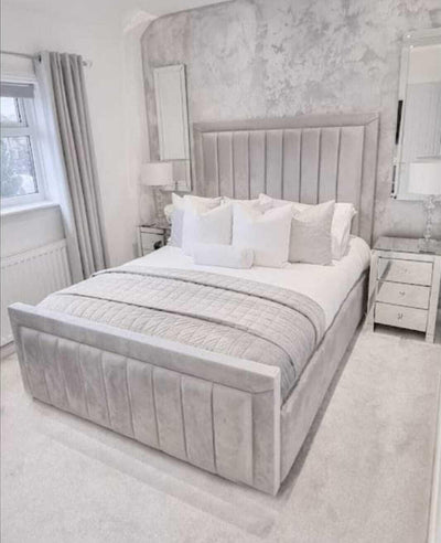 The Monaco Panel Upholstered Plush Velvet Bed Frame-Esme Furnishings