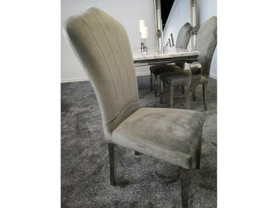 X Frame Grey Marble 180CM Dining Table + Grey Lucy Velvet Chairs-Esme Furnishings