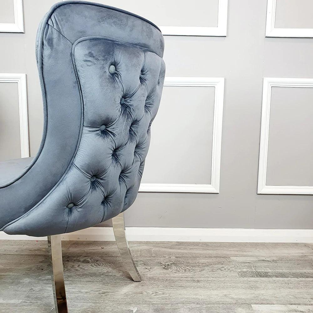 Louis White 180cm Marble Dining Table + Button Back Chairs, 140cm Bench-Esme Furnishings