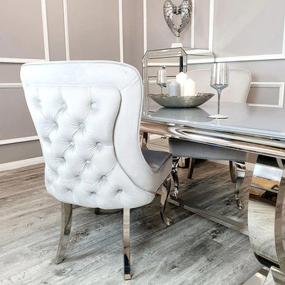 Louis White 180cm Marble Dining Table + Button Back Chairs, 140cm Bench-Esme Furnishings