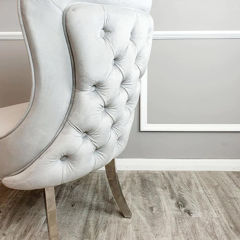 Louis White 180cm Marble Dining Table + Button Back Chairs, 140cm Bench-Esme Furnishings