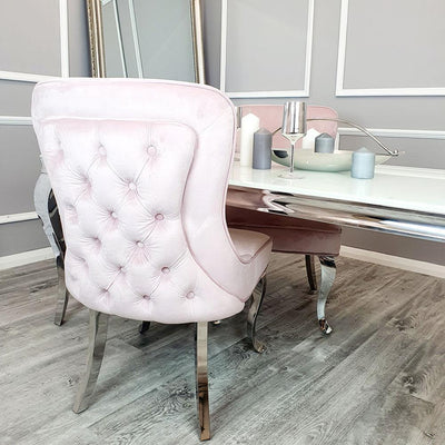 Louis White 180cm Marble Dining Table + Button Back Chairs, 140cm Bench-Esme Furnishings