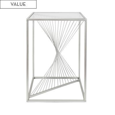 Value Silver Metal & Glass End Table-Esme Furnishings
