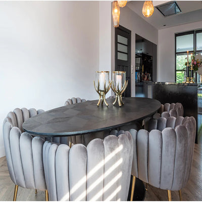 Richmond Blax Oval Oak and Iron Dining Table 230cm-Belmont Interiors