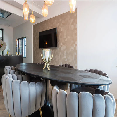 Richmond Blax Oval Oak and Iron Dining Table 230cm-Belmont Interiors